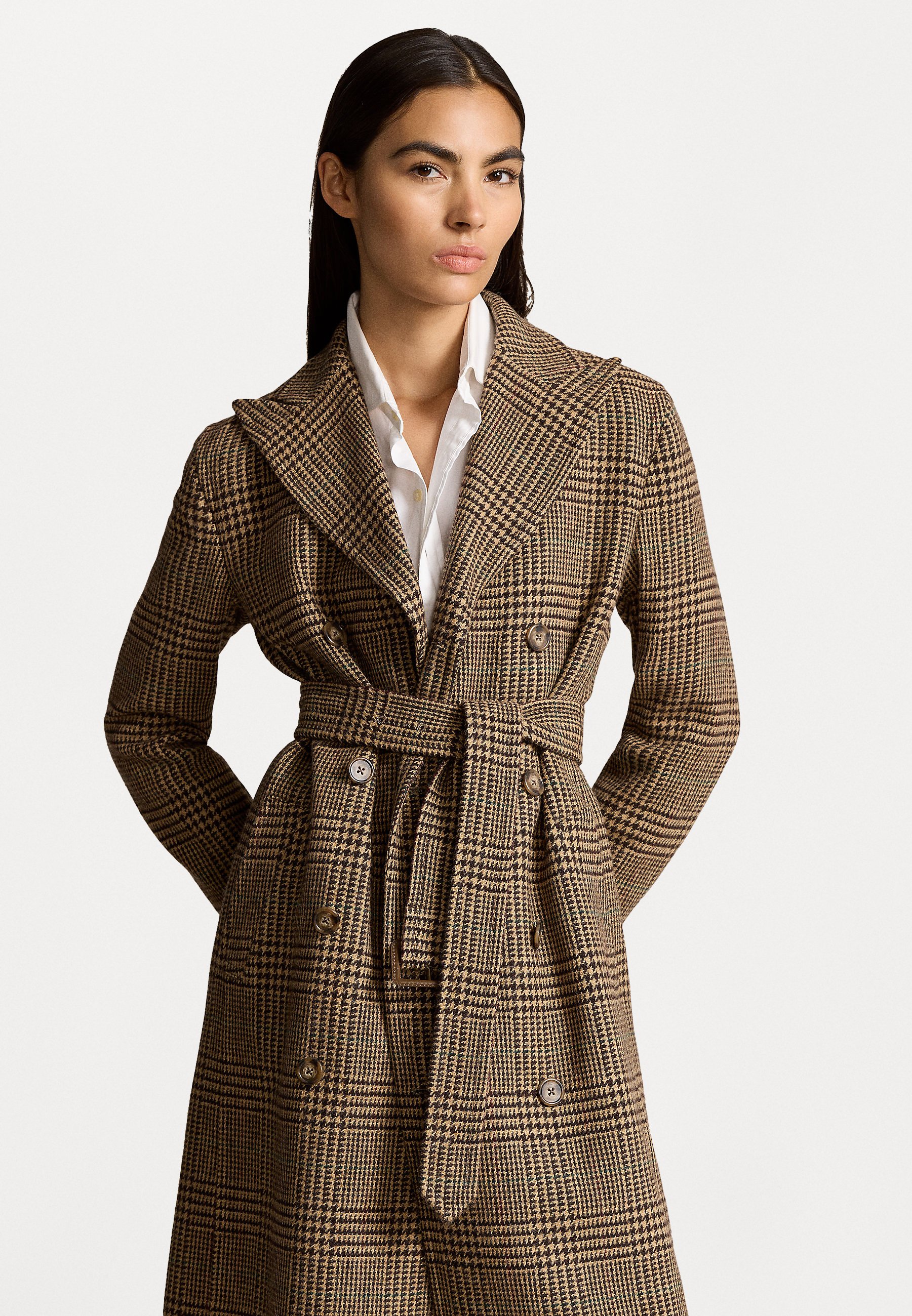 brown plaid coat