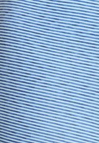 Light blue fabric with thin, alternating dark blue and light blue stripes. Soft texture with a slight sheen. Smooth finish overall.