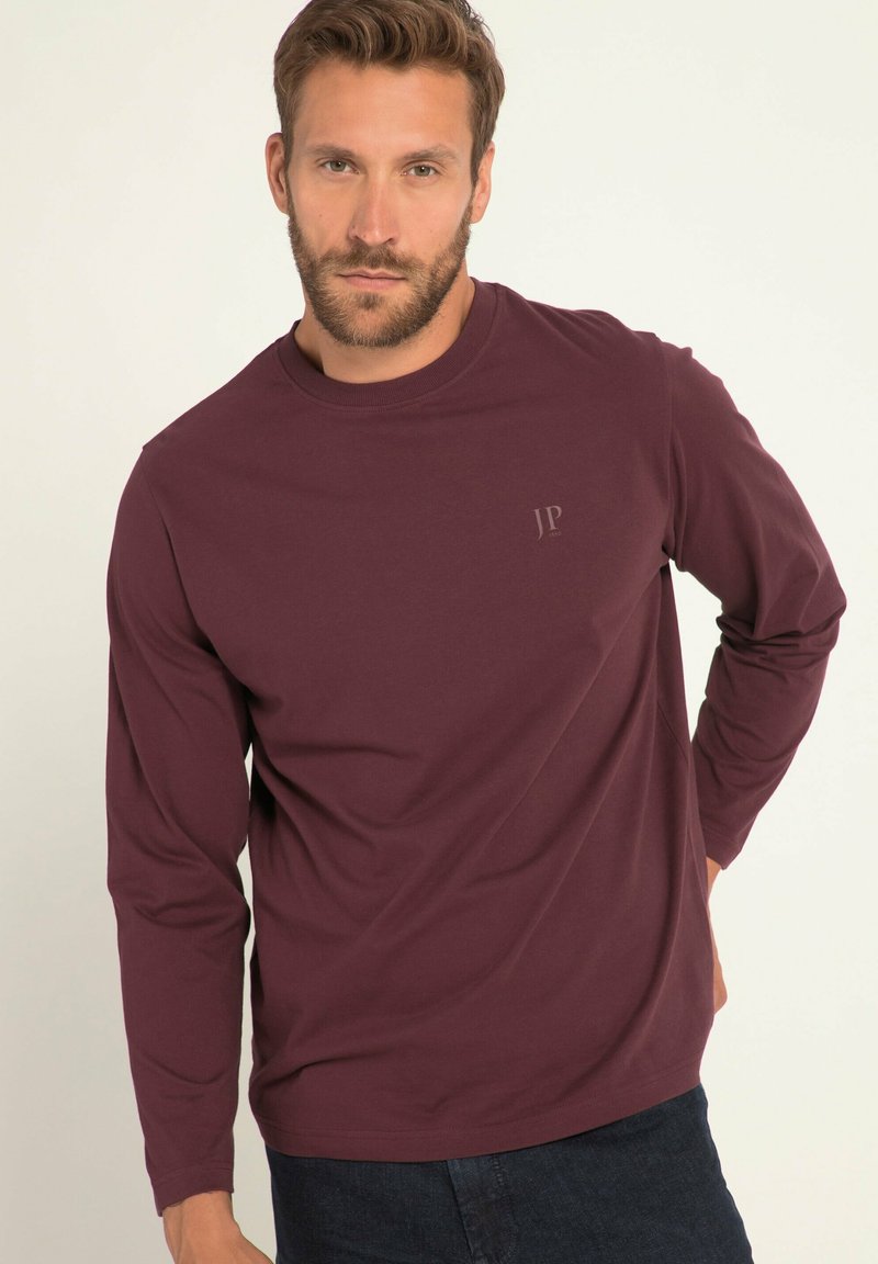 JP1880 MIT LOGO-RUNDHALS REGULAR FIT - Langarmshirt - dark ruby