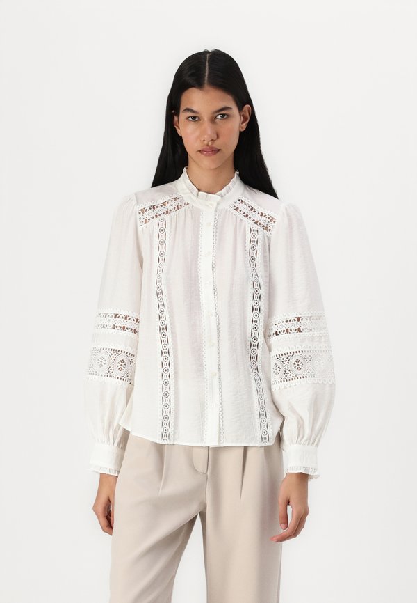 HARIET CHINA COLLAR SHIRT - Button-down blouse - cloud dancer