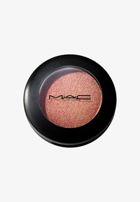 Rund sort kompakt med et glitrende rosaguld-pulver. Produktet har et gennemsigtigt låg, der viser det teksturerede makeup indeni.