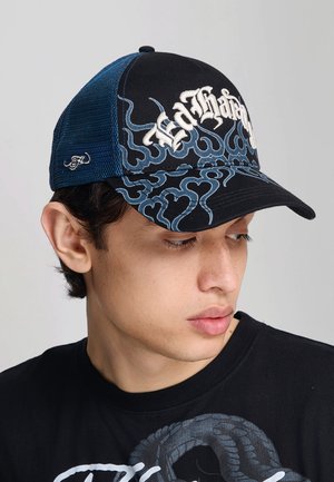 Ed Hardy, UNISEX FLAMING ED HARDY 5 PANEL TRUCKER CAP - Cappellino - black