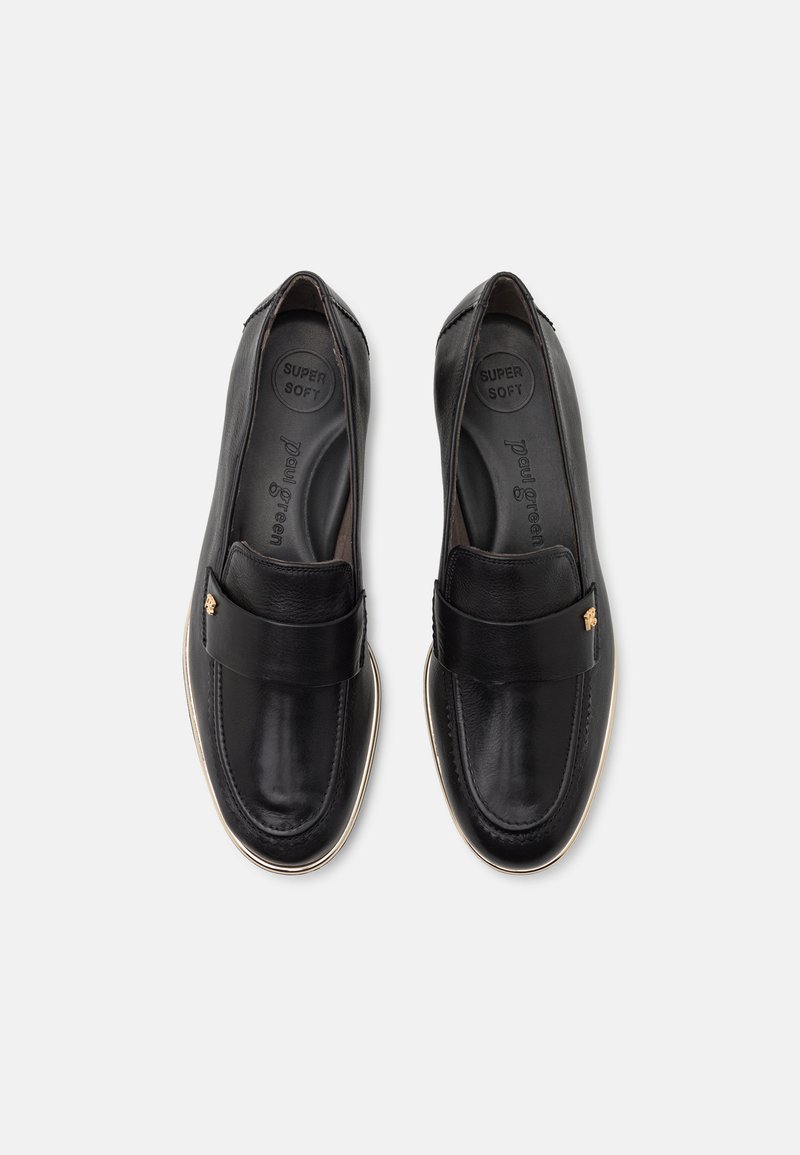 Paul Green Black Leather Loafers with Gold Accent Paul Green 2596-001 Slippers & Moccasins in black buy online main image 2