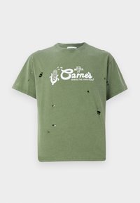 WHERE THE CORN POPS UNISEX - Apdrukāts T-krekls - off green