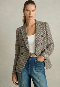 Reiss PETITE FIT - EVIE DOUBLE-BREASTED HOUNDSTOOTH-CHECK - Bleiser - navy neutral check