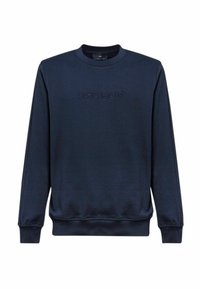 Sudadera azul marino de cuello redondo con mangas largas y "LIU·JO JEANS" bordado en hilo a juego en el pecho.