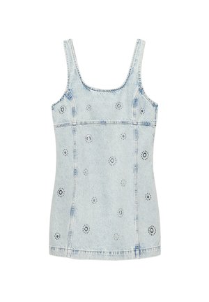 PULL&BEAR, SHORT DENIM WITH MIRRORED DETAILS - DRESS - Robe en jean - light-blue denim
