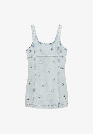 PULL&BEAR, SHORT DENIM WITH MIRRORED DETAILS - DRESS - Jeanskleid - light-blue denim