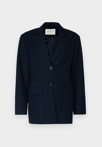 Marineblazer laget av glatt stoff med klappet krage, to knapper og to frontlommer. Skreddersydd form med en strukturert passform.