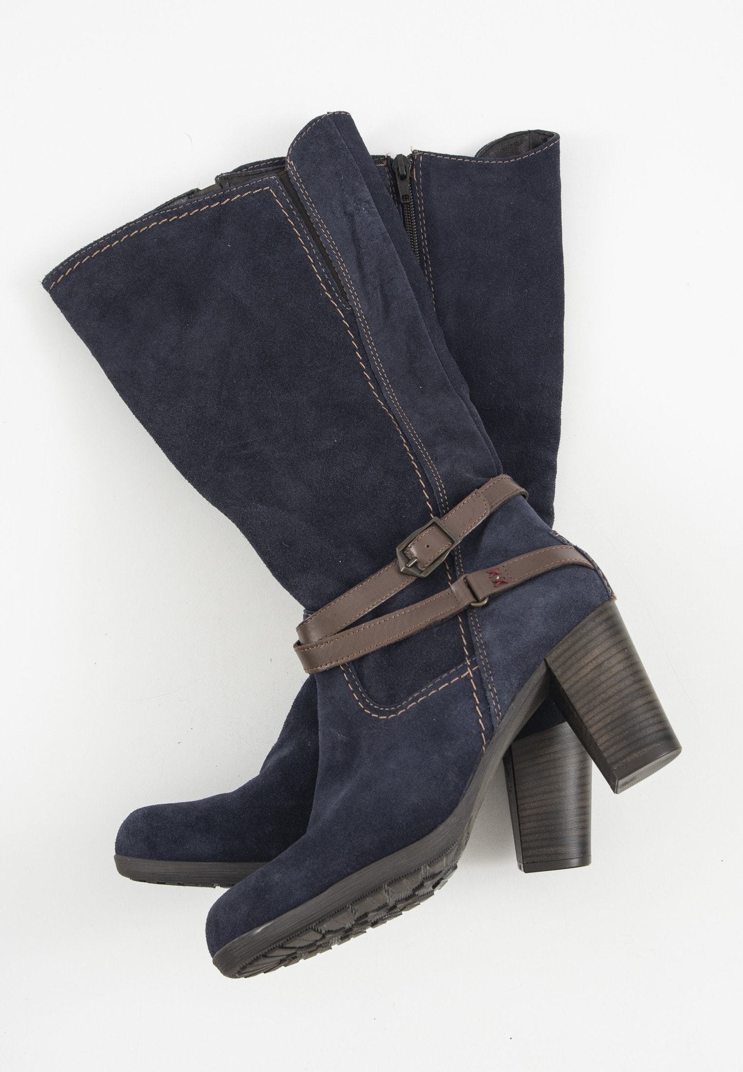 Tamaris Laarzen met hak bruin donkerblauw Tamaris Laarzen met hak bruin donkerblauw