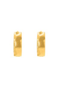 Boucles d'oreilles en or plaqué, avec un design rectangulaire épuré et une surface polie. Équipées d'une finition subtile et lisse et d'un fermoir arrondi.