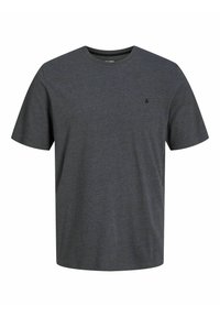 Mørkegrå bomulds T-shirt med rund hals, korte ærmer og et lille logo på venstre bryst. Har en glat tekstur og en afslappet pasform.