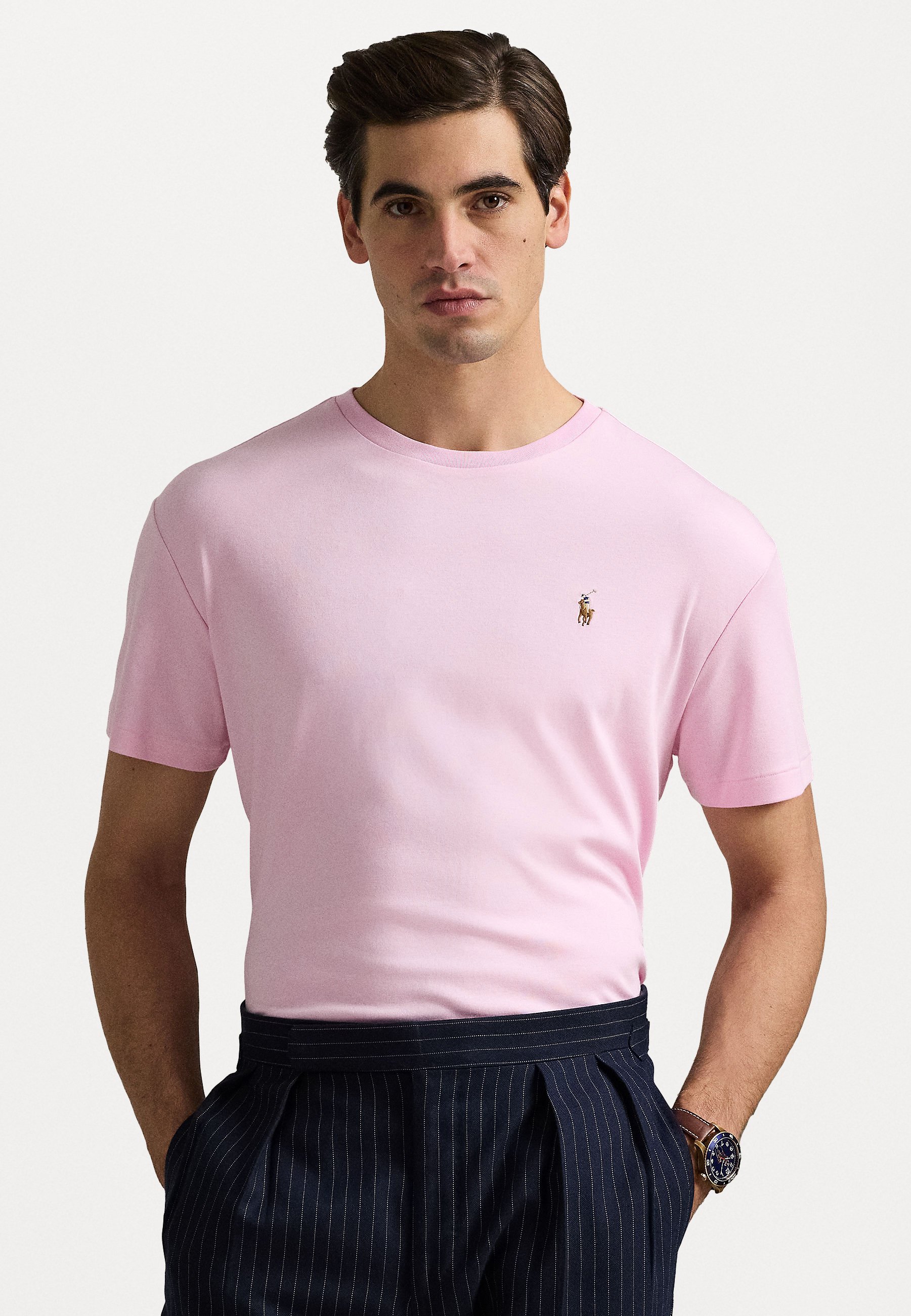 Tシャツ・カットソー POLO RALPH LAUREN Custom Slim Soft Cotton Tee Pink Polo Ralph Lauren CUSTOM SLIM FIT SOFT COTTON T-SHIRT