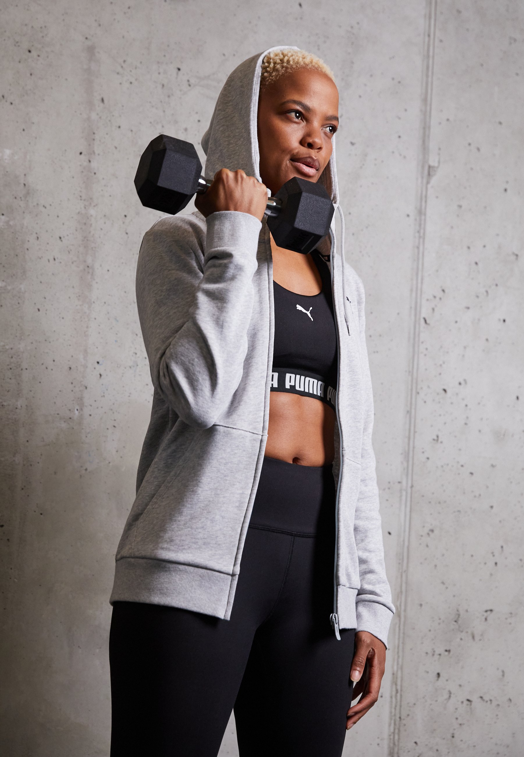 Puma SMALL LOGO FULL ZIP - Zip-up sweatshirt - light gray heather/mottled  light grey - Zalando.de