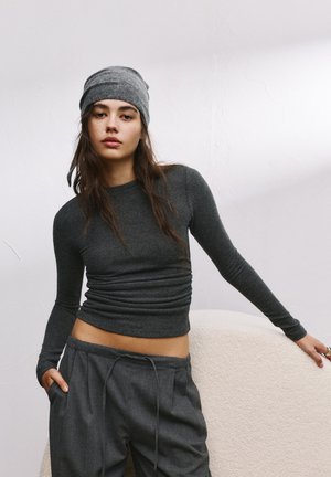 SOFT TOUCH GATHERED - Top s dlhým rukávom - dark grey