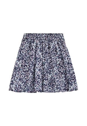 Gonna floreale con un motivo blu navy e azzurro, realizzata in tessuto leggero. Presenta un elastico in vita e un design plissettato.