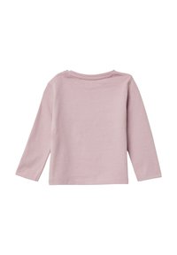Langarmshirt aus weichem rosa Baumwollstoff, mit rundem Hals und schlichter Optik. Der Stoff ist glatt und hat eine leicht dehnbare Textur.