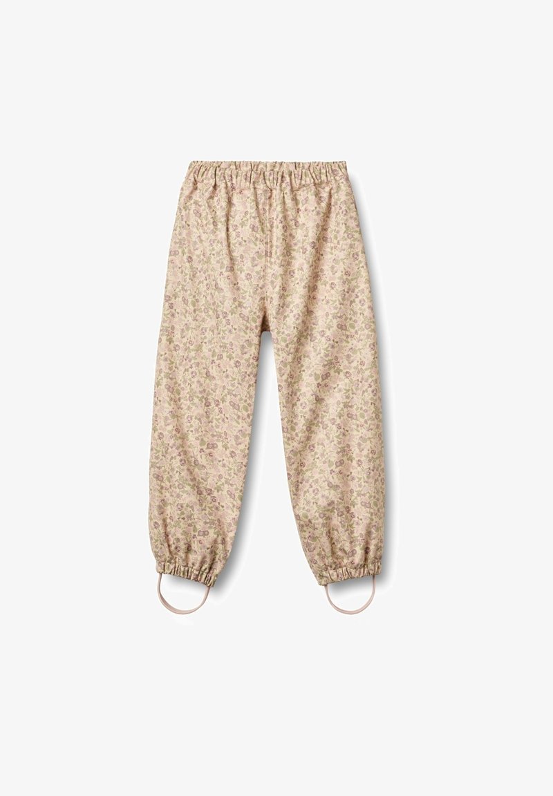 Leichte, floral gemusterte Hosen in Pastellrosa mit einem elastischen Bund und gerafften Bündchen. Verfügt über Schlaufen am Saum zur Anpassung.