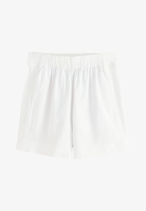 Pantaloncini bianchi con vita elastica, tasche laterali e vestibilità ampia e comoda.