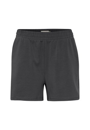 Shorts pour homme gris foncé fabriqués en tissu doux et léger. Dotés d'une taille élastique et d'un design simple et sans ornement.
