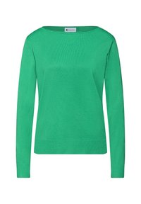 Pull vert à manches longues en tricot avec col ras du cou et poignets et ourlet côtelés, de la marque Street One.