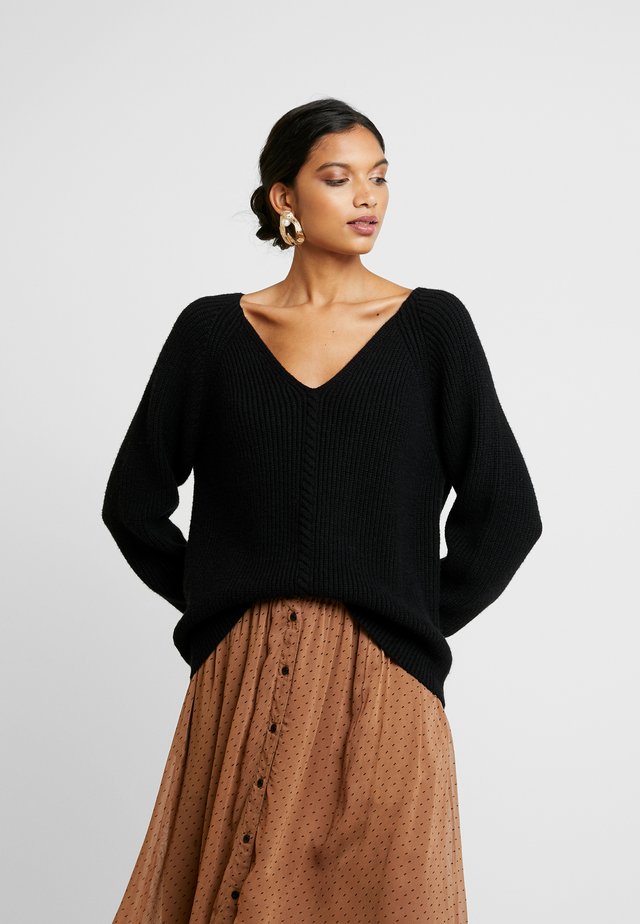 SRSANNE LONG V-NECK - Sweter - black