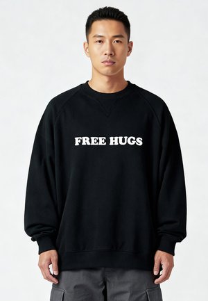 FREE HUGS EMBROIDERY SUPERHEAVY - Sweater - black