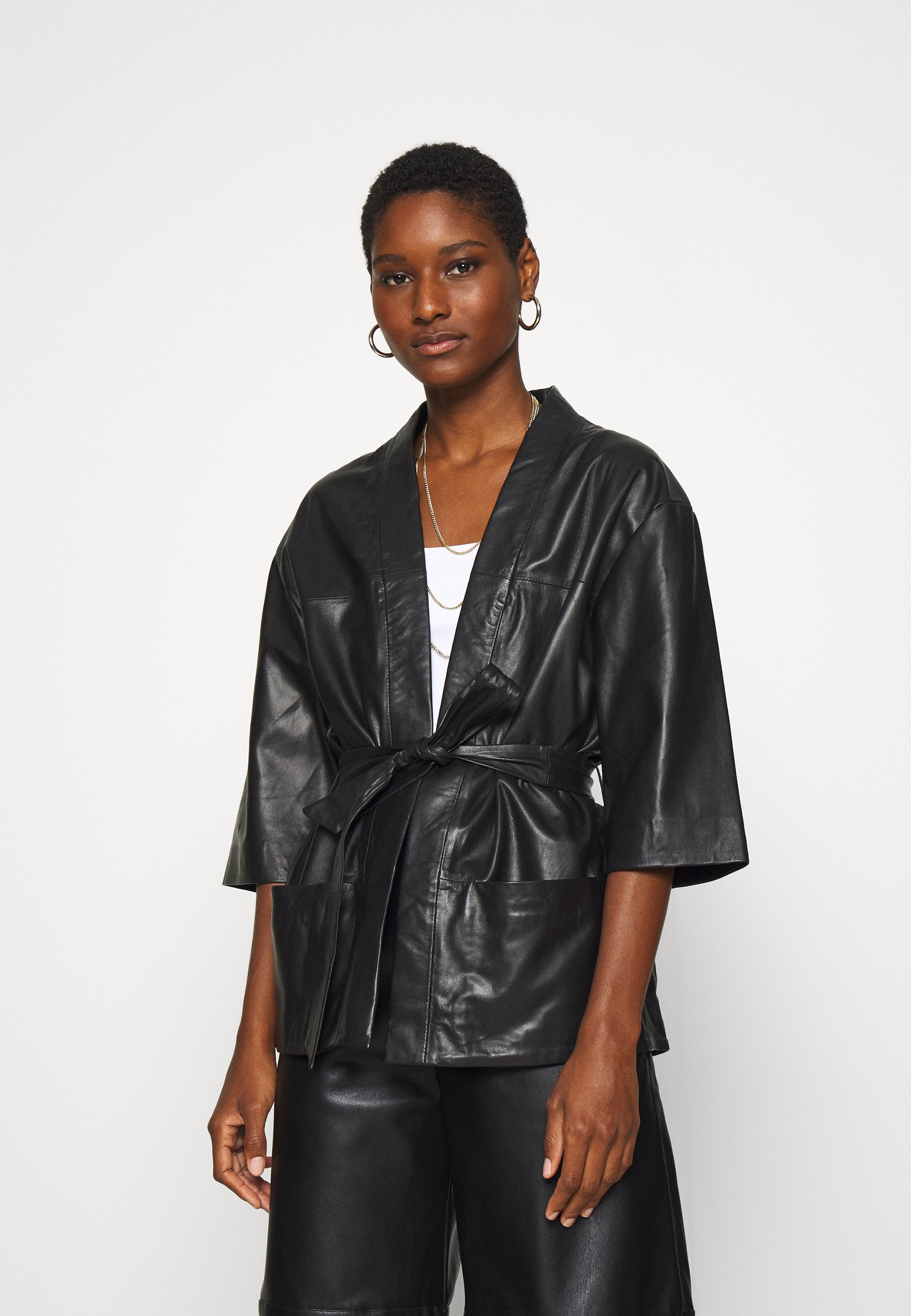 kimono leather jacket