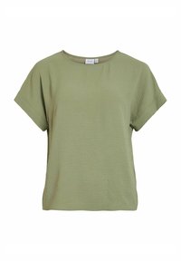 T-shirt a maniche corte con scollo rotondo in verde oliva. Realizzata in tessuto morbido con una finitura leggermente strutturata. Vestibilità comoda con maniche risvoltate.
