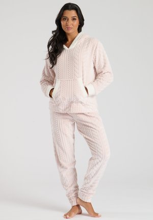 LUXURY CABLE CUT FLEECE HOODED TWOSIE - Pyjama set - pink