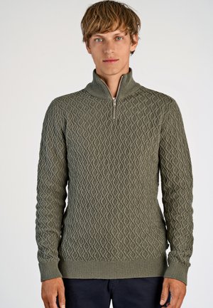 RECYCLE STRUCTURE HALF ZIP - Trui - army