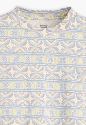 Levi's skjorte med rund halsudskæring med geometrisk mønster i blå, gul, beige og hvide farver.
