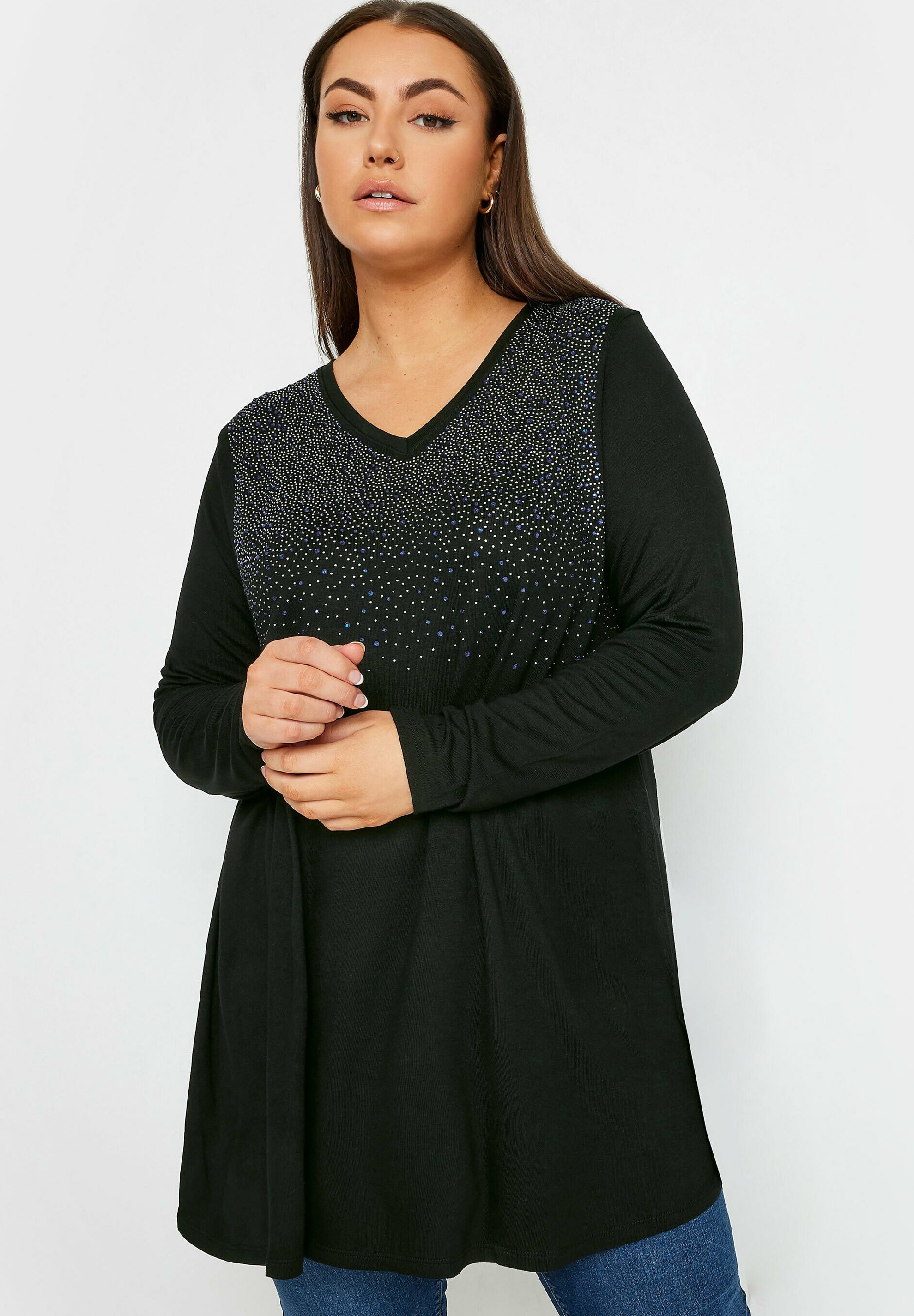 ULLA POPKEN Maglietta Donna Scollo A V Maniche Lunghe – Morbida E Slim Fit Per Un Look Casual