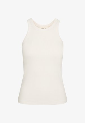 Witte tanktop van rekbare ribstof, met een ronde halslijn en mouwloos ontwerp. Soepele textuur, aangesloten pasvorm.