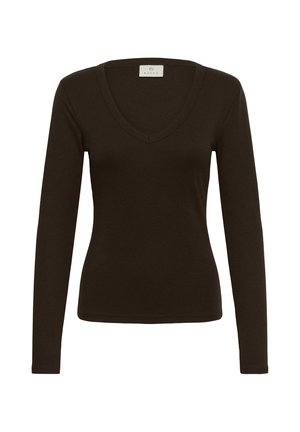 Kaffe, KALIDDY V-NECK T-SHIRT - Maglietta a manica lunga - coffee bean