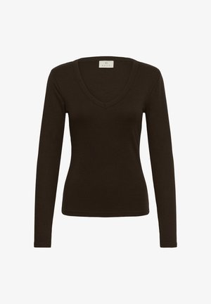 Kaffe, KALIDDY V-NECK T-SHIRT - Maglietta a manica lunga - coffee bean