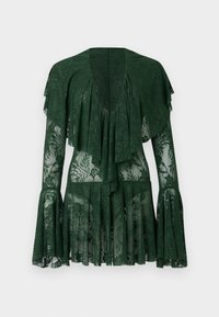 LONG SLEEVE DEEP RUFFLE MINI DRESS - Kokteilikleit/peokleit - dark emerald