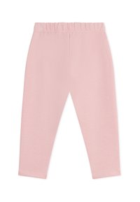 Leggings rosa realizzati in tessuto morbido ed elastico con una vita elastica e design aderente. Senza motivi o accenti aggiuntivi.