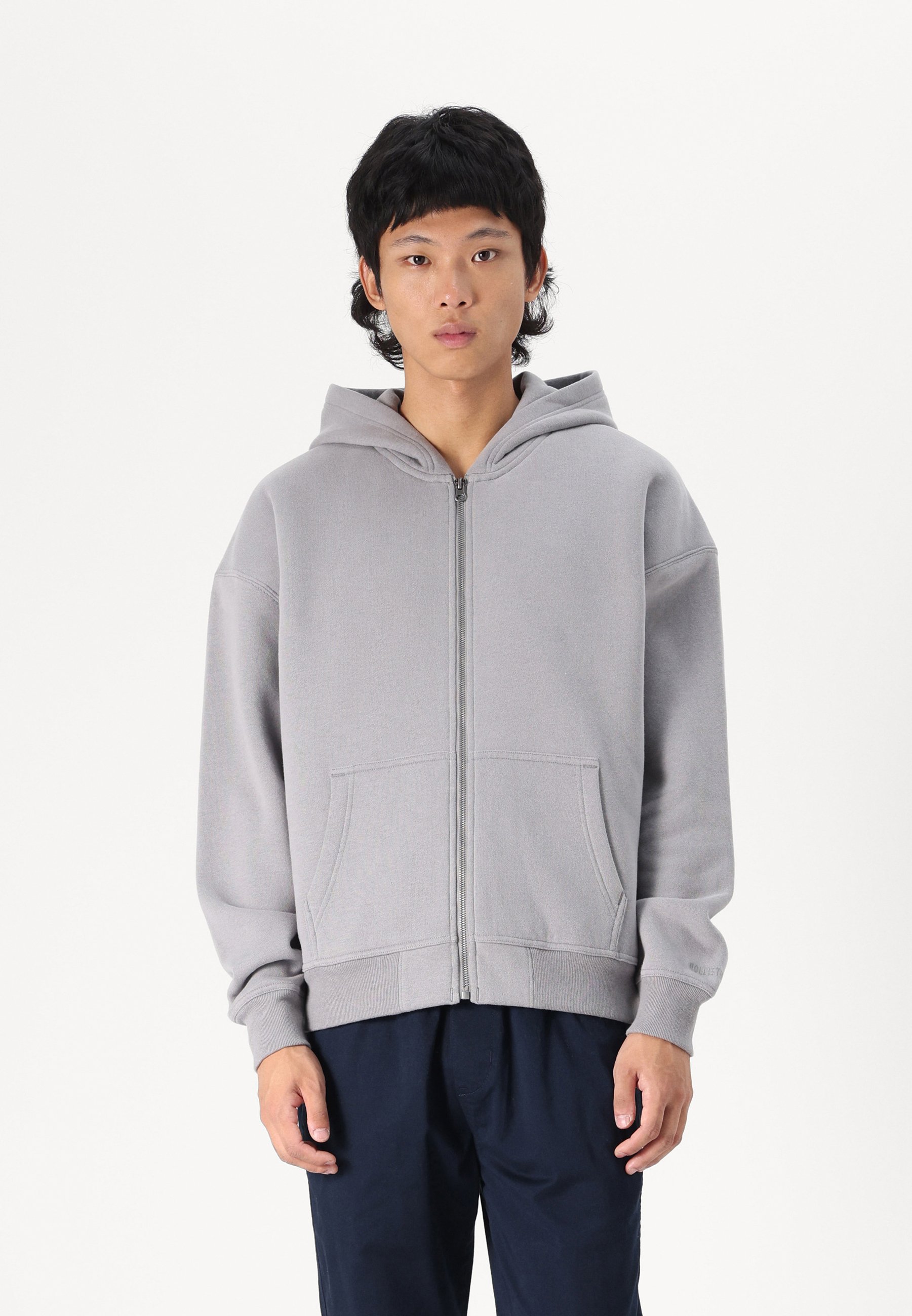 Hollister Co. Boxy Faux Shearling-Lined Zip-Up Hoodie - Hoodie - smoked  pearl faux wash/grey - Zalando.co.uk