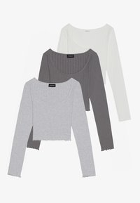 3 PACK - Pikkade varrukatega topp - anthracite,light grey,off-white