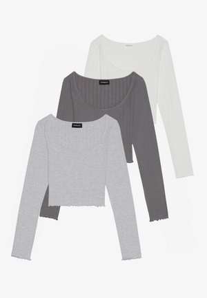 3 PACK - Long sleeved top - anthracite,light grey,off-white