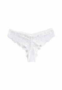 Hvid blonde trusse med blomsterprint, bølgede kanter og blødt stof. Har en behagelig talje og minimal dækning bagpå.