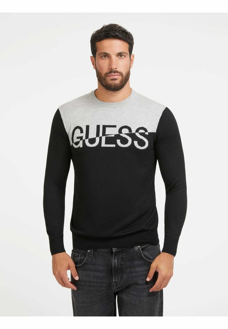 Guess FRONTLOGO Sweater schwarz/zwart Zalando.nl