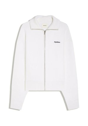Bershka, BOXY FIT KNITTED ZIP-UP - JACKET - Gilet - white