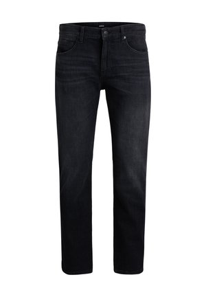 Jeans in denim scuro con un design a gamba dritta, caratterizzati da uno stile classico a cinque tasche e da un leggero sbiadito. Cuciture in un colore a contrasto.