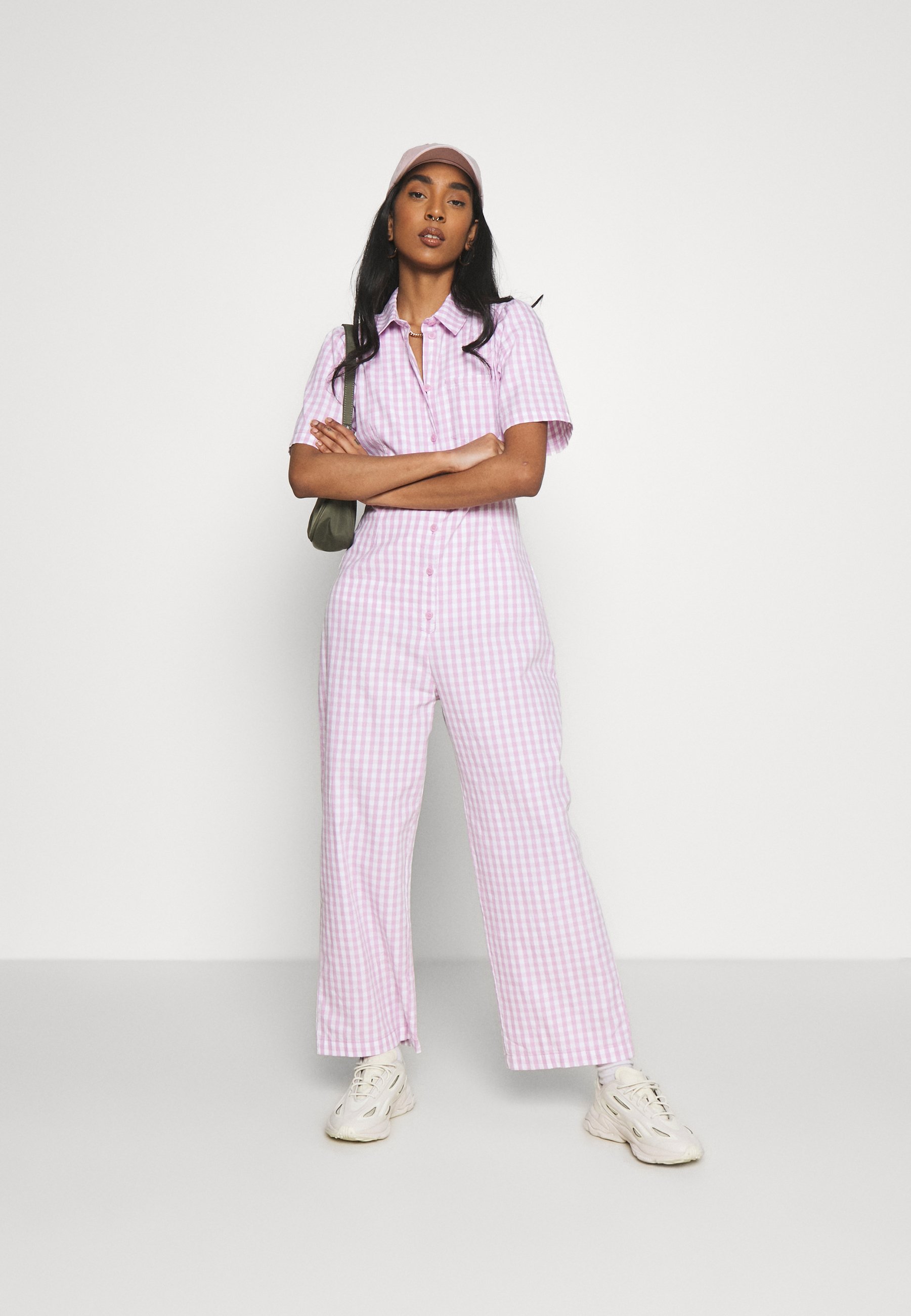 Monki gingham jumpsuit Clearance