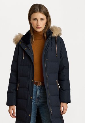 FAUX-FUR-TRIM HOODED DOWN COAT - Sulemantel - dk navy