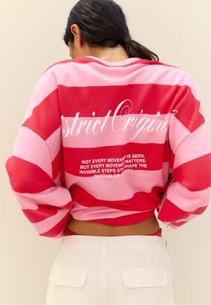 PULL&BEAR, OVERSIZE STRIPED WITH CONTRAST GRAPHIC - SWEATSHIRT - Sweatshirt - pink