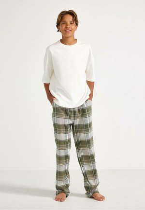 Lindex, PJYAMAS TROUSERS FLANELL UNISEX SET - Nattøj bukser - dark khaki green