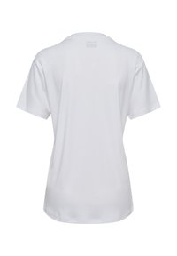 White short-sleeve t-shirt, smooth texture, crew neck design, plain back with no graphics or patterns, lightweight fabric.